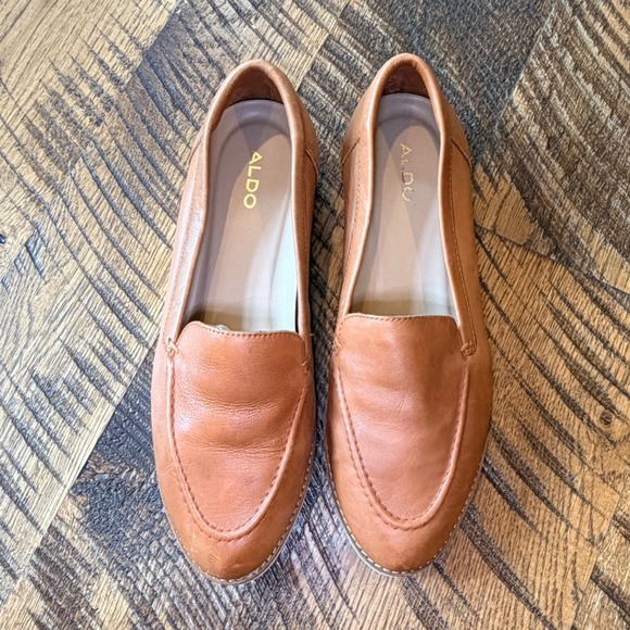 Aldo Shoes - ALDO Rheildanflex Leather Loafer Women's 8.5 Tan Slip On Shoe Minimalist Chic